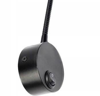 Kinkiet LED 3W  Czarna z elastycznym ramieniem - włącznik