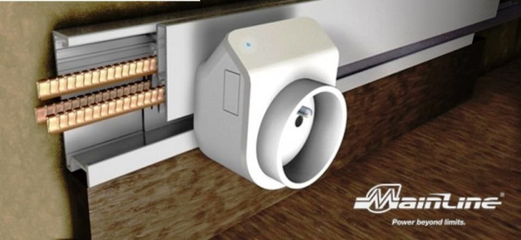 Mobilne Gniazdko białe na szynie zasilającej