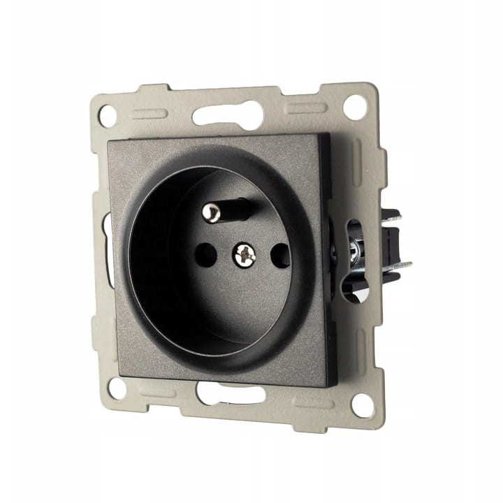 Gniazdko elektryczne pojedyncze podtynkowe czarne