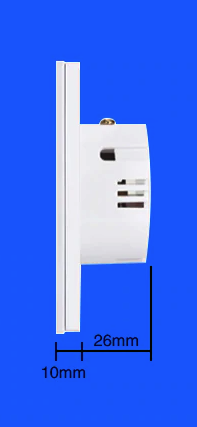 Wymiar boku - Dotykowy Ściemniacz do LED 230V/3-150W Szklany Biały