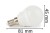 Żarówka Led E14 10SMD 2835H Kula Ciepła 5W/450lm wymiary