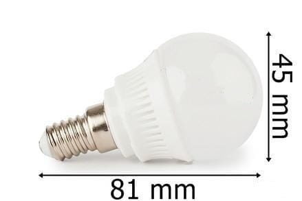 Żarówka Led E14 10SMD 2835H Kula Ciepła 5W/450lm wymiary