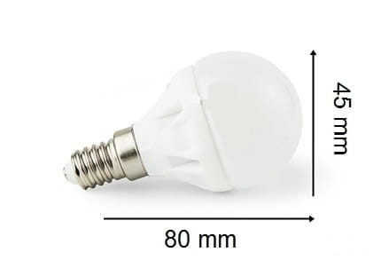 Żarówka Led E14 42SMD 3014H Kula Ceramiczna Ciepła 4W/400lm wymiary