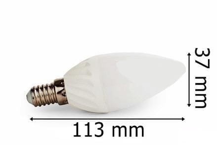 Żarówka Led E14 13SMD 2835H Świeca Ciepła 5W/450lm wymiary