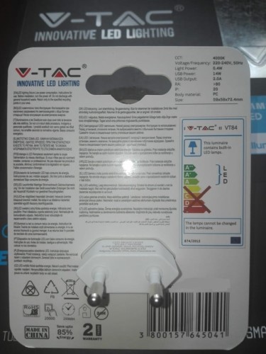 Lampka Nocna Okrągła LED Samsung USB WW podłączenie do gniazdka elektrycznego