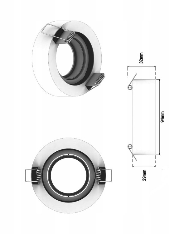 Oprawa GU10/MR16 Ruchoma Czarna aluminiowa sposób mocowania