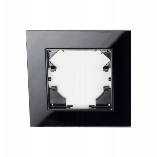 Ramka szklana pojedyncza czarna, do gniazdka podwójnego