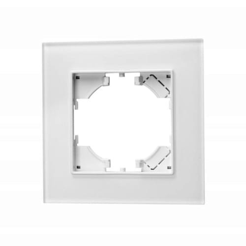 Ramka szklana pojedyncza biała do gniazdka podwójnego