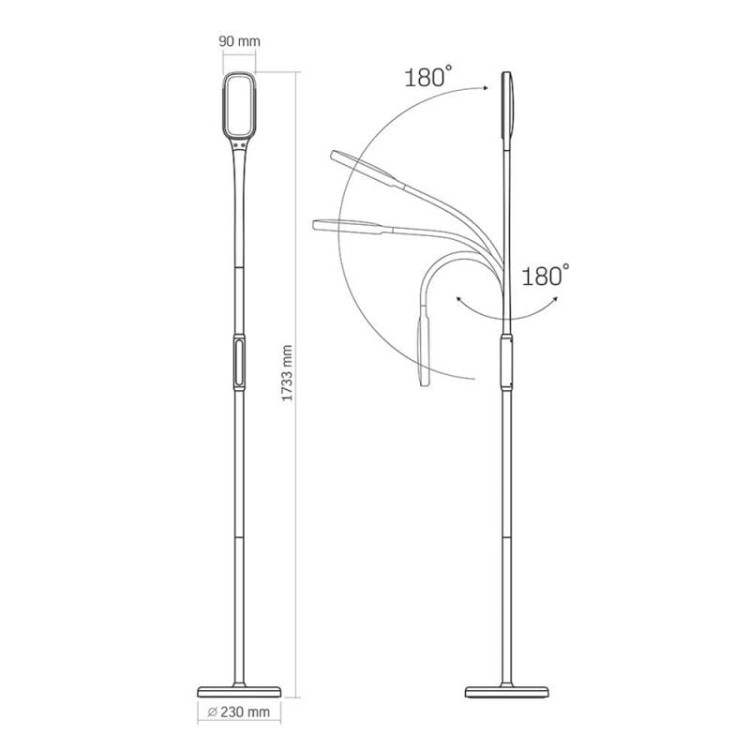 Lampa LED podłogowa biała - max wysokość