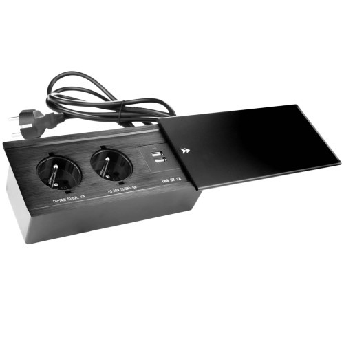 Gniazdko wpuszczane blatowe podwójne + 2 x USB  rozsuwane