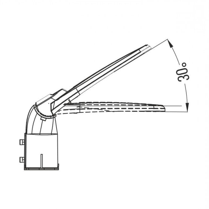 Lampa uliczna LED 200W/26000lm CW sposób mocowania i regulacja ramienia