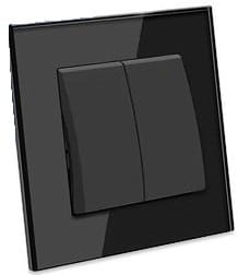 Schodowy włącznik podwójny szklany czarny