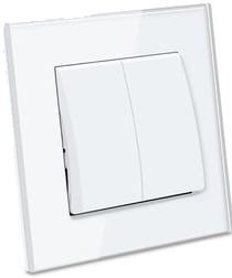 Włącznik Podwójny Szklany Biały