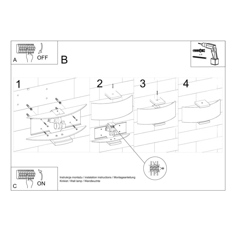 Kinkiet EMILIO sposób montażu