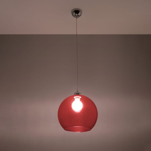 Lampa wisząca BALL czerwona z żarówką led