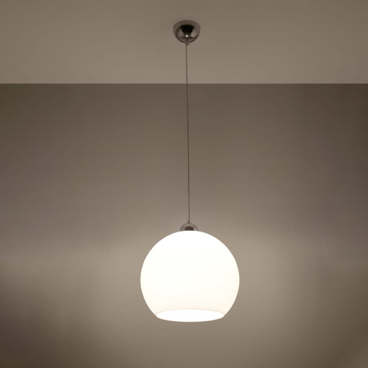 Lampa wisząca BALL biała z żarówką led