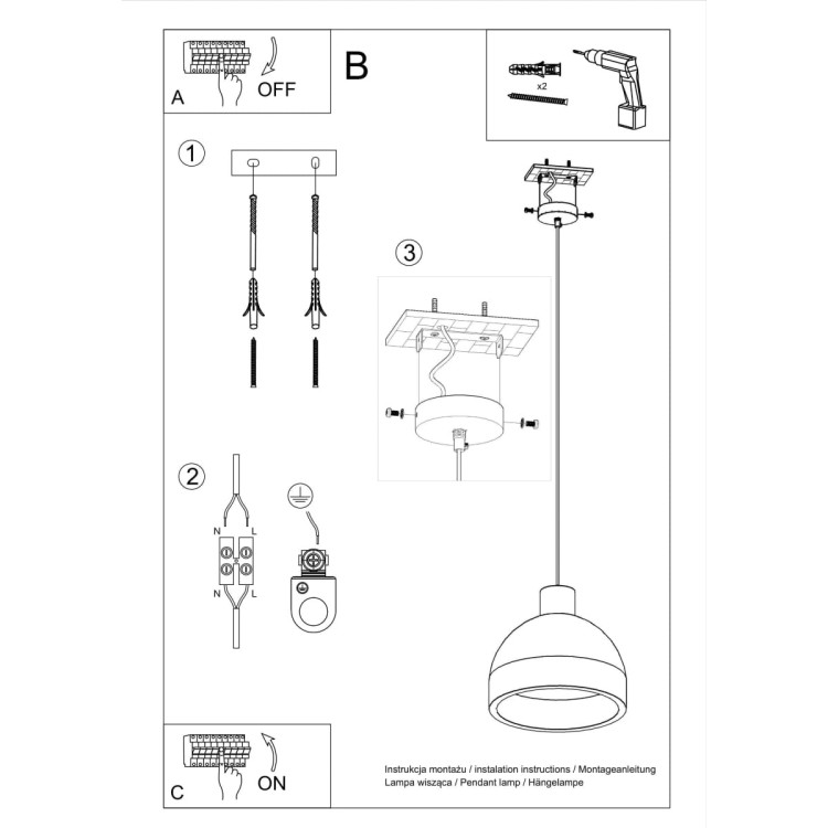 Lampa wisząca DAMASO montaż