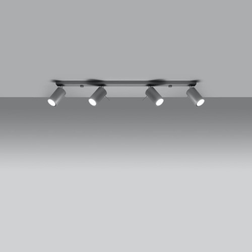 Plafon RING 4L szary z żarówkami LED Gu10