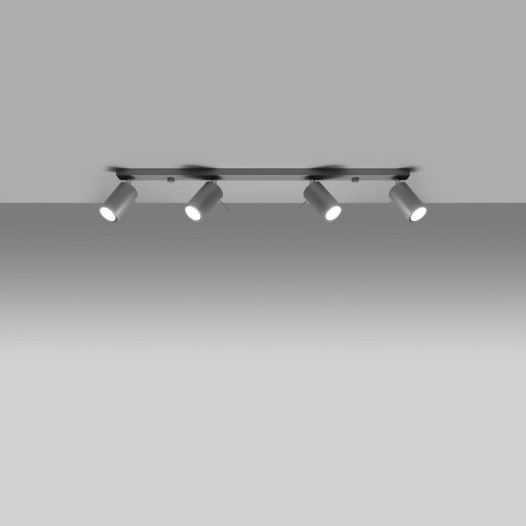 Plafon RING 4L szary z żarówkami LED Gu10