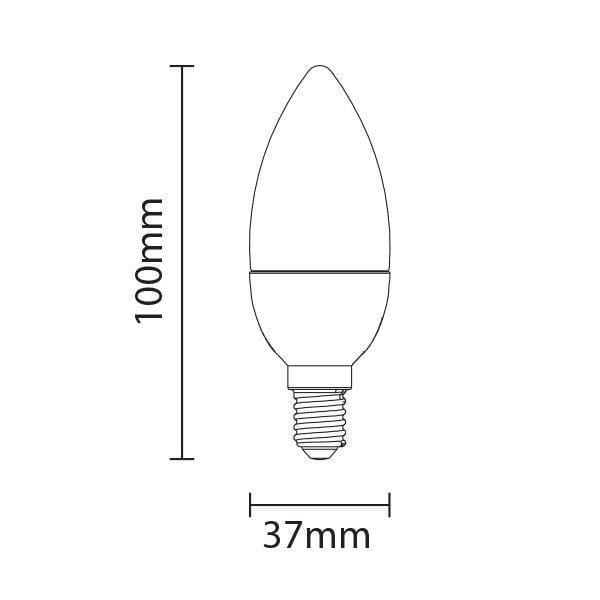 Żarówka Led E14 Świeca 6W480lm Neutralna NW wymiar