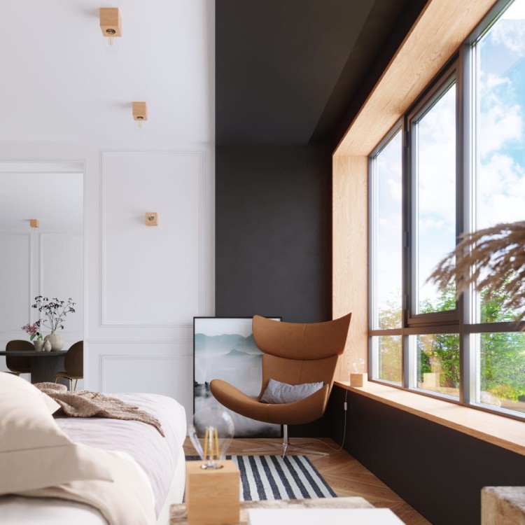 Kinkiet ARIZ naturalne drewno w salonie