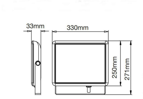 Naświetlacz Led Floodlight 100W 8500lm Slim Czarny CW wymiar