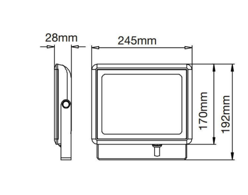 Naświetlacz Led Floodlight 50W4250lm Slim WW Czarny wymiar