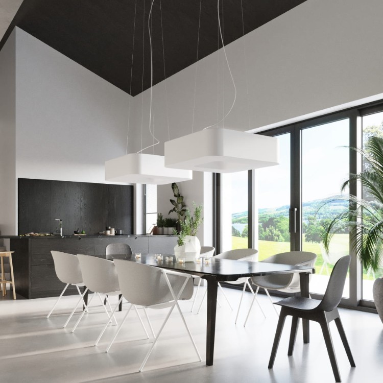 Żyrandol URANO 60 biały w salonie