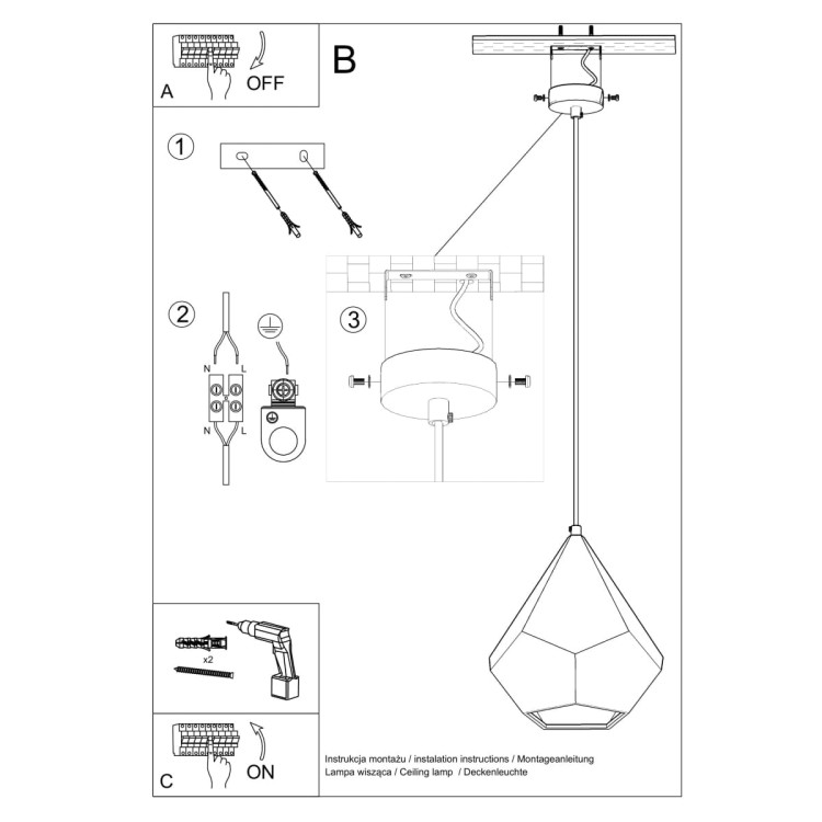 Lampa wisząca ceramiczna PAVLUS  montaż