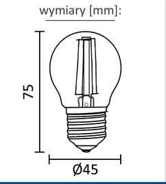 Żarówka Led E27 2W/60lm Dekoracyjna Kolor Czerwony wymiary