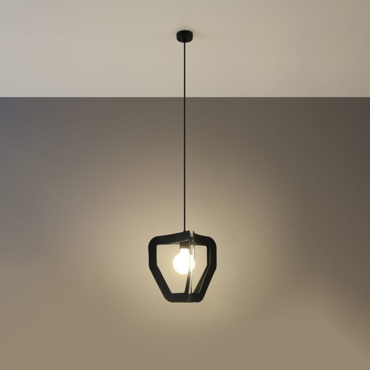 Lampa wisząca TRES czarna z żarówką led