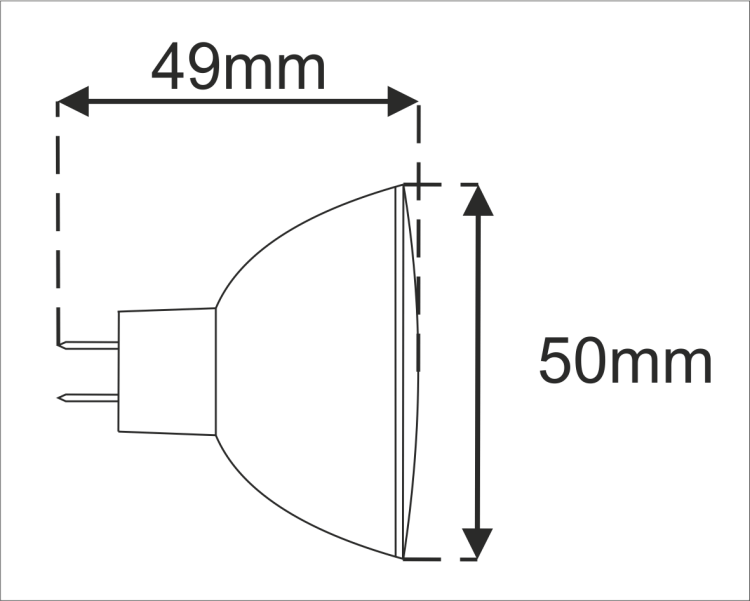 Żarówka Led MR16 24SMD 5050H Alu Zimna 12V DC 3,5W/260lm wymiary