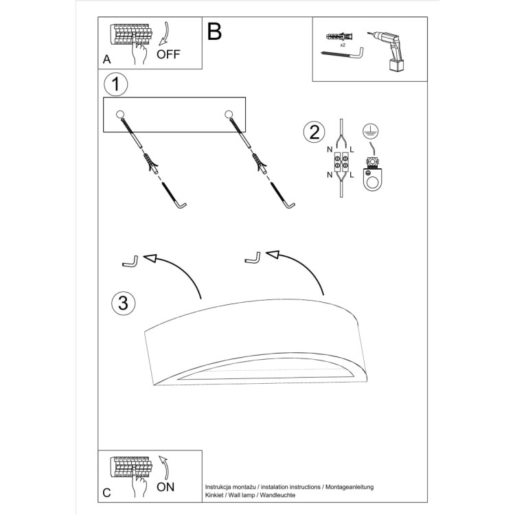 Kinkiet ATENA beton mocowanie