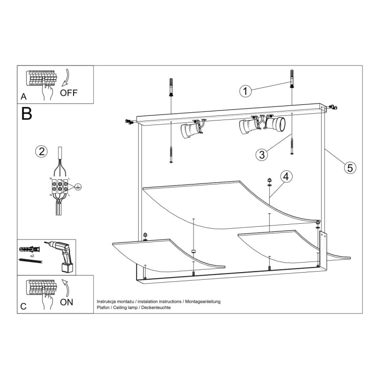 Plafon CELIA biały kolejność montażu