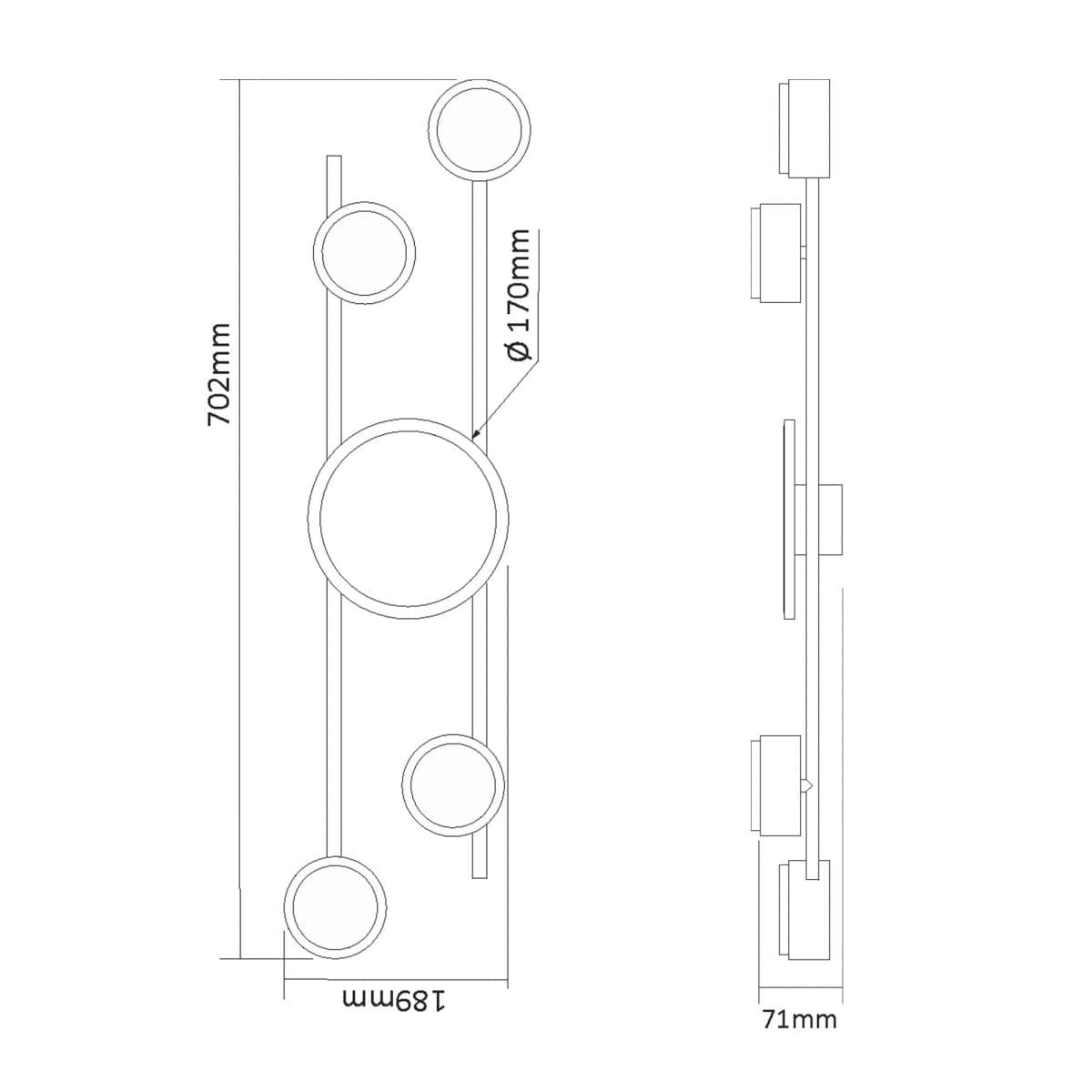 Oprawa sufitowa 4xLED GX53 z podświetleniem wymiary